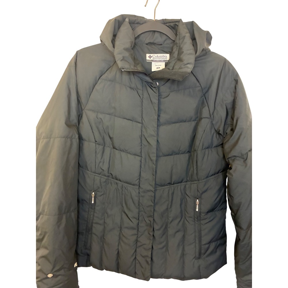 Columbia Womens Black Down Feather Puffer Jacket Hooded Gorpcore Coat Size M